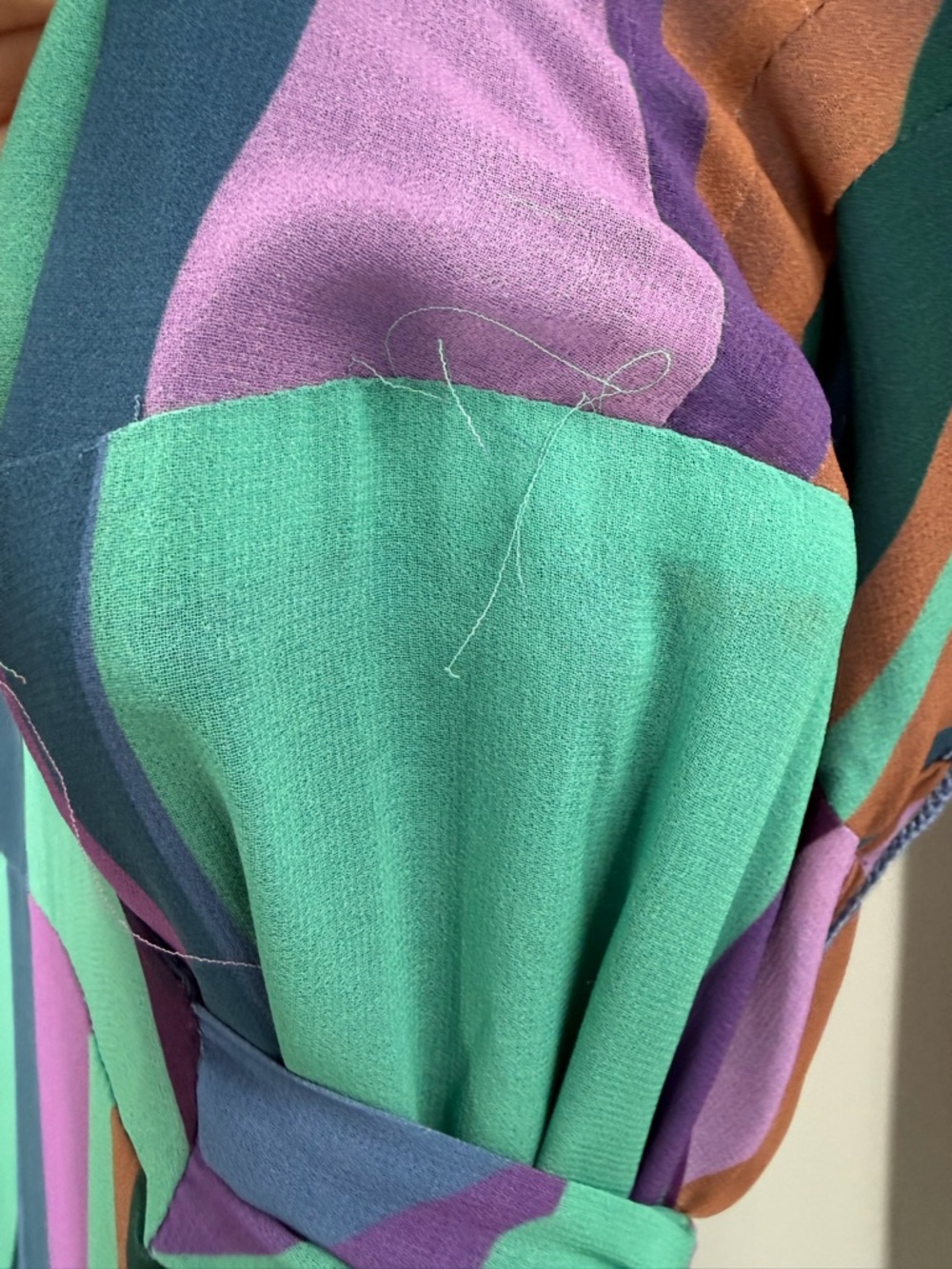 Hutch Multicolor Striped High-Low Wrap Dress in Teal, Purple & Brown Size M - Picture 7 of 14